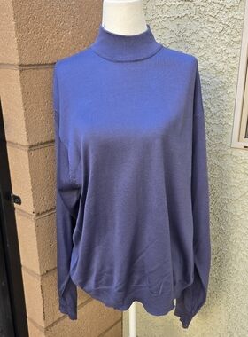 Anthology Silk Classic Mock Neck Sweater in Deep Periwinkle